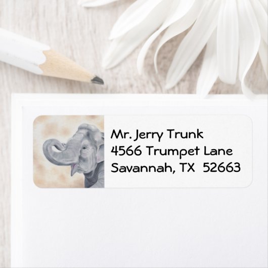 Aziatische olifant adreslabel etiket (Insitu)