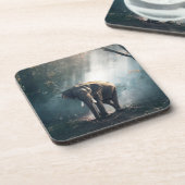 Aziatische olifant in een Sunlit Forest Clearing Bier Onderzetter (Linkerzijde)