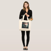 Aziatische olifant in een Sunlit Forest Clearing Grote Tote Bag (Voorkant (model))