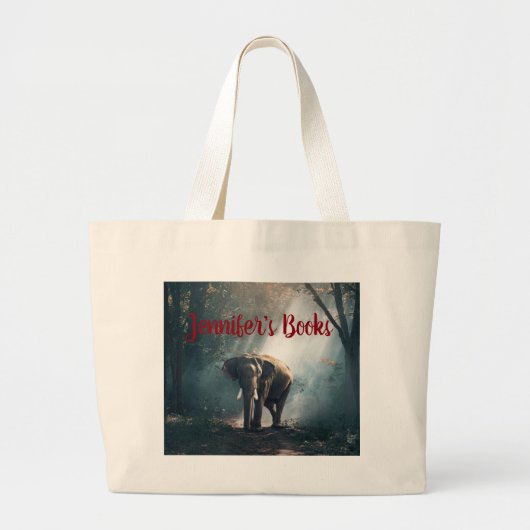 Aziatische olifant in een Sunlit Forest Clearing Grote Tote Bag (Voorkant)