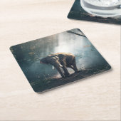 Aziatische olifant in een Sunlit Forest Clearing Kartonnen Onderzetters (Schuin)