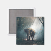 Aziatische olifant in een Sunlit Forest Clearing Magneet (Voorkant / Achterkant)