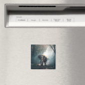 Aziatische olifant in een Sunlit Forest Clearing Magneet (Insitu (Vaatwasser))