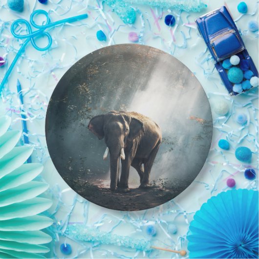 Aziatische olifant in een Sunlit Forest Clearing Papieren Bordje (Feest)