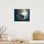 Aziatische olifant in een Sunlit Forest Clearing Poster (Keuken)