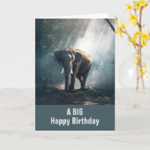 Aziatische olifant in een zonsondergang kaart (Gele Bloem)