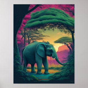 Aziatische olifant in het bos poster