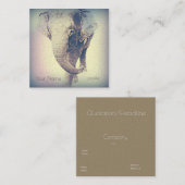 Aziatische olifant in kleuren vierkante visitekaartje (Voorkant / Achterkant)