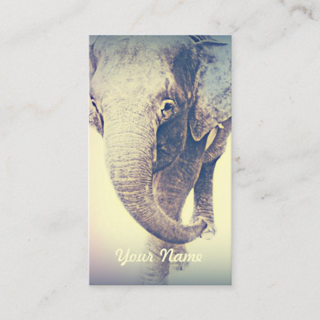 Aziatische olifant in  kleuren visitekaartje (Voorkant)
