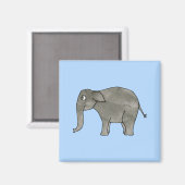 Aziatische olifant, lichtblauw. magneet (Voorkant / Achterkant)