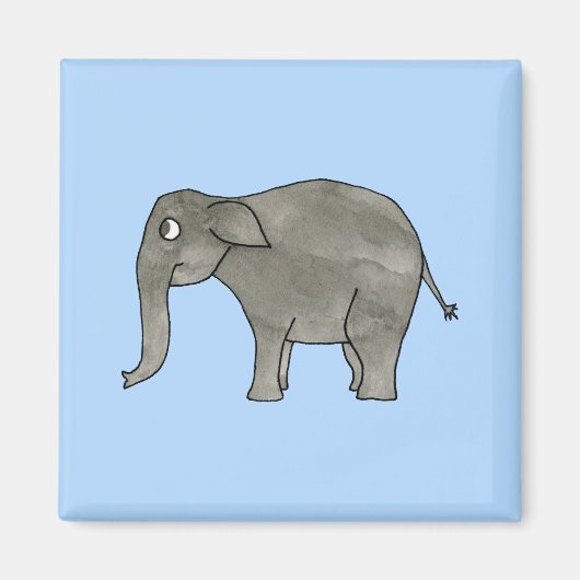 Aziatische olifant, lichtblauw. magneet (Voorkant)