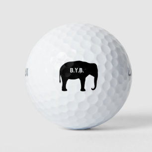 Aziatische olifant silhouet met aangepaste tekst golfballen