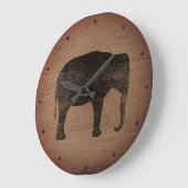 Aziatische olifant silhouet rustieke stijl grote klok (Hoek)