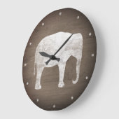 Aziatische olifant silhouet rustieke stijl grote klok (Hoek)