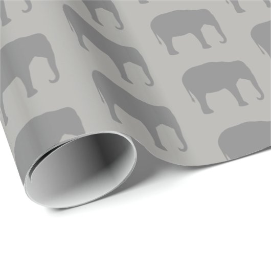 Aziatische olifant silhouetten patroon cadeaupapier (Rol Hoek)