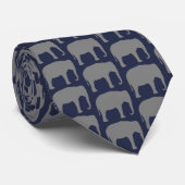 Aziatische olifant silhouetten patroon grijs en bl stropdas (Opgerold)