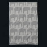 Aziatische olifant silhouetten patroon theedoek<br><div class="desc">Olifanten Silhouetten Keukendoek</div>