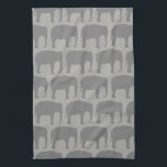 Aziatische olifant silhouetten patroon theedoek<br><div class="desc">Olifanten Silhouetten Keukendoek</div>
