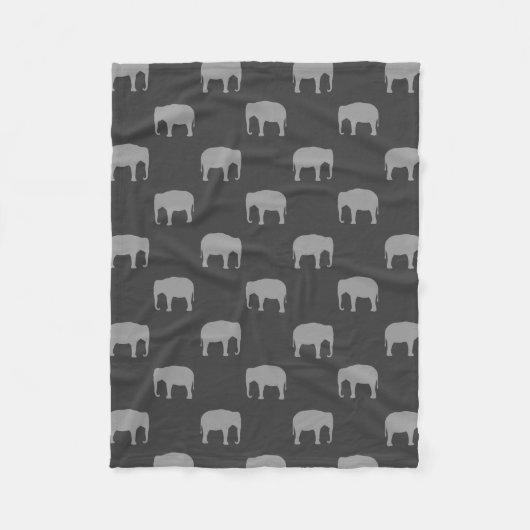 Aziatische olifant Silhouettes Pattern Grey Fleece Deken (Voorkant)