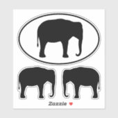 Aziatische olifant Silhouettes Wilde Sticker Set (Vel)