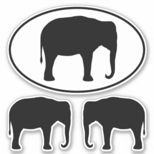 Aziatische olifant Silhouettes Wilde Sticker Set