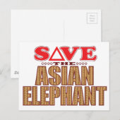 Aziatische olifant sparen briefkaart (Voorkant / Achterkant)