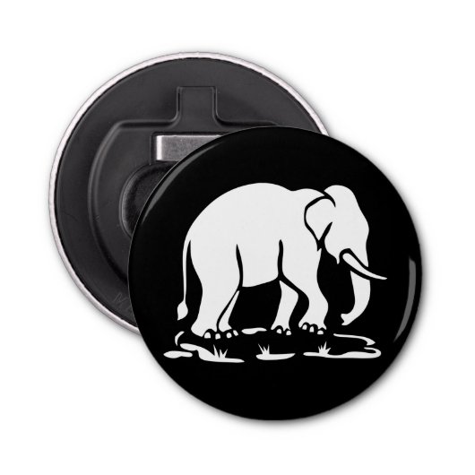 Aziatische olifanten boven Thai Elephant Trekking  Button Flesopener (Voorkant)