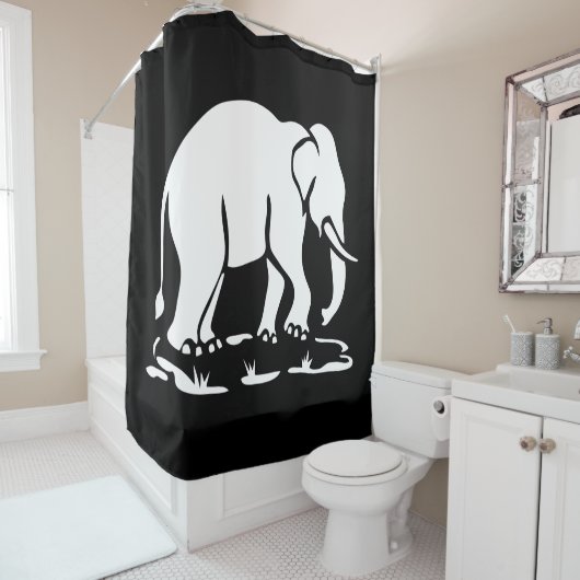 Aziatische olifanten boven Thai Elephant Trekking  Douchegordijn (In situ)