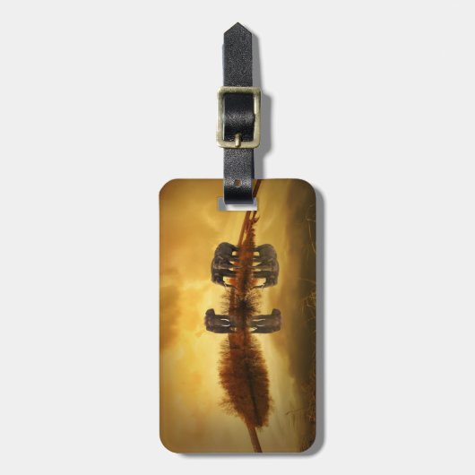 Aziatische olifanten in Thailand onder een gloeien Bagagelabel (Voorkant verticaal)