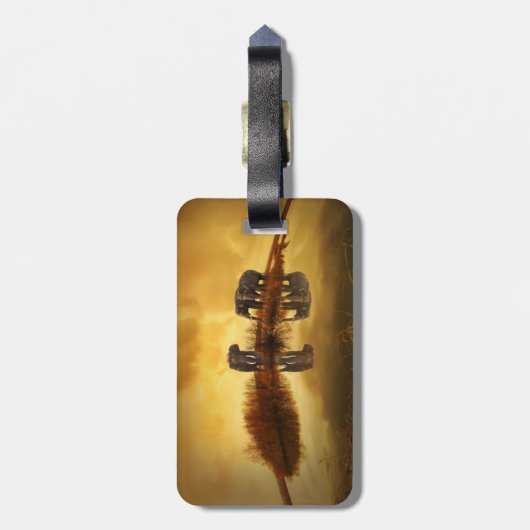 Aziatische olifanten in Thailand onder een gloeien Bagagelabel (Achterkant verticaal)