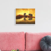 Aziatische olifanten in Thailand onder een gloeien Canvas Afdruk (Insitu (Woonkamer))