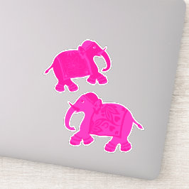 Aziatische olifanten Set van 2 roze Sticker