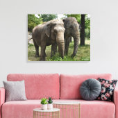 Aziatische olifanten zij aan zij canvas afdruk (Insitu (Woonkamer))