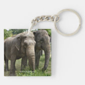 Aziatische olifanten zij aan zij sleutelhanger (Achterkant)
