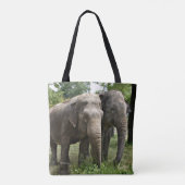 Aziatische olifanten zij aan zij tote bag (Achterkant)