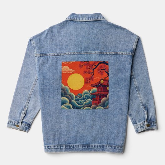 Aziatische Pacific Geïnspireerd Denim Jas Denim Jacket (Achterkant)