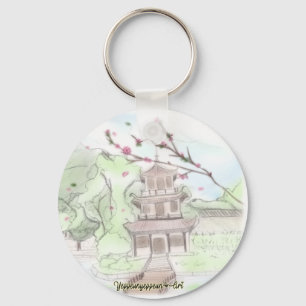 Aziatische pagode sleutelhanger