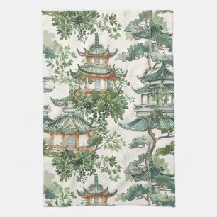 Aziatische Pagode Weelderig Botanisch Bos Theedoek