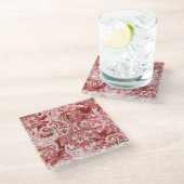 Aziatische paisley elementen, boho . glazen onderzetter (Schuin)