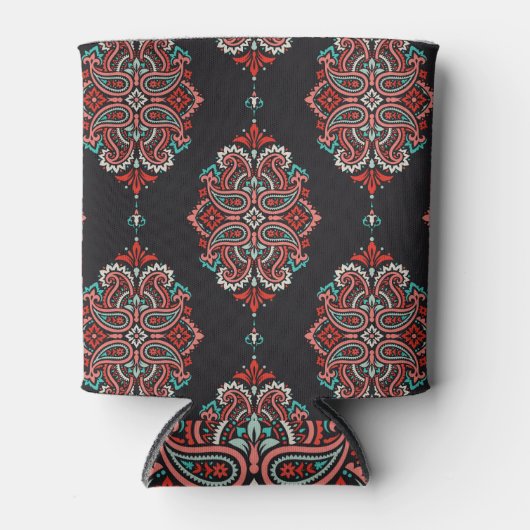 Aziatische paisley elementen, boho patroon. blikjeskoeler (Voorkant)