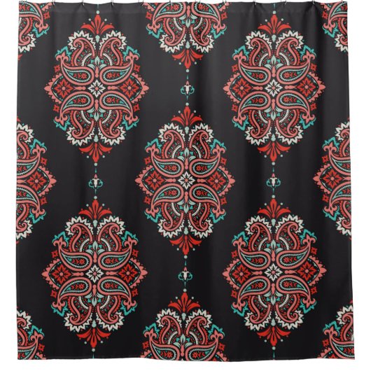 Aziatische paisley elementen, boho patroon. douchegordijn (Voorkant)