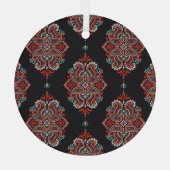 Aziatische paisley elementen, boho patroon. glas ornament (Achterkant)