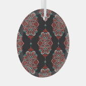 Aziatische paisley elementen, boho patroon. glas ornament (Voorkant Rechts)