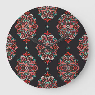 Aziatische paisley elementen, boho patroon. grote klok