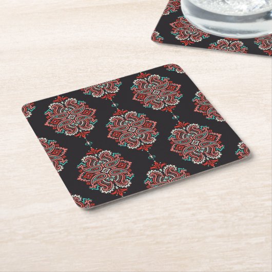 Aziatische paisley elementen, boho  patroon. kartonnen onderzetters (Schuin)