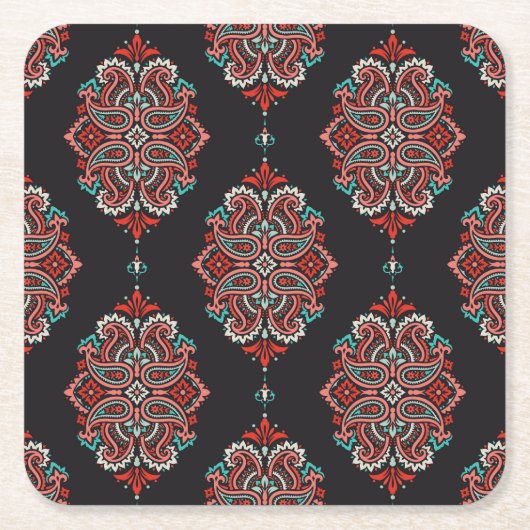 Aziatische paisley elementen, boho  patroon. kartonnen onderzetters (Voorkant)