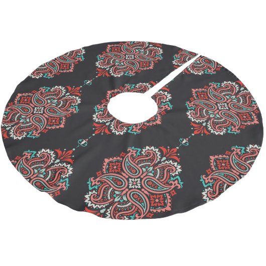 Aziatische paisley elementen, boho  patroon. kerstboom rok (Gekanteld)