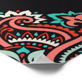 Aziatische paisley elementen, boho  patroon. poster (Hoek)