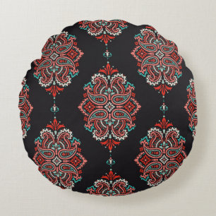 Aziatische paisley elementen, boho  patroon. rond kussen
