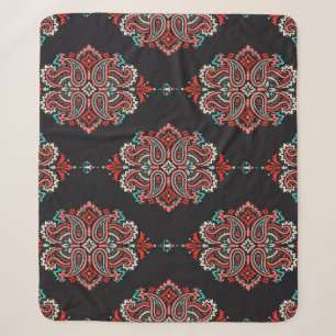 Aziatische paisley elementen, boho patroon. sherpa deken